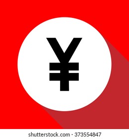 Japanese Yen white round in red background currency symbolVector EPS10, Great for any use