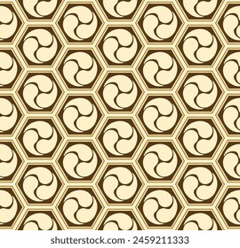 Japanese Yin-Yang Circle Hexagon Vector Seamless Pattern