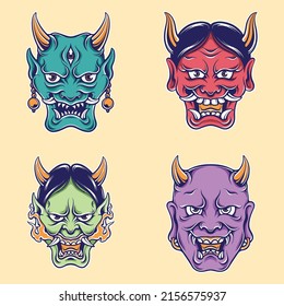 japanese yokai mask vector  mask 