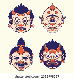 Japanese Yokai mask vector