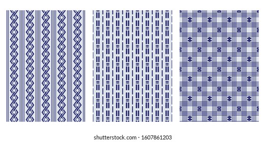 Japanese Yukata Chain Rectangle, Dotted Line, Geometric Shape Abstract Vector Background Collection