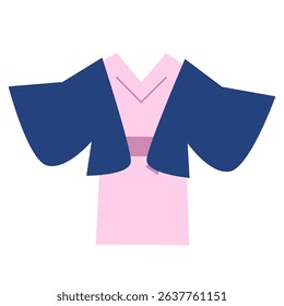 Japanese Yukata with Short Haori Jacket Illustration