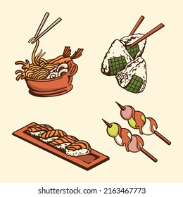 japanese yummy  food vector set  