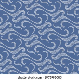 Japanese Zigzag Curl Wave Vector Seamless Pattern