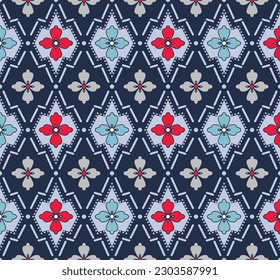 Japanese Zigzag Diamond Flower Vector Seamless Pattern