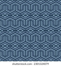 Japanese Zigzag Diamond Mesh Vector Seamless Pattern