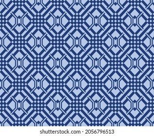 Japanese Zigzag Diamond Net Vector Seamless Pattern