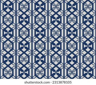 Japanese Zigzag Hexagon Line Vector Seamless Pattern