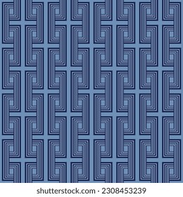 Japanese Zigzag Square Maze Line Vector Seamless Pattern