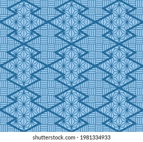 Japanese Zigzag Star Motif Vector Seamless Pattern