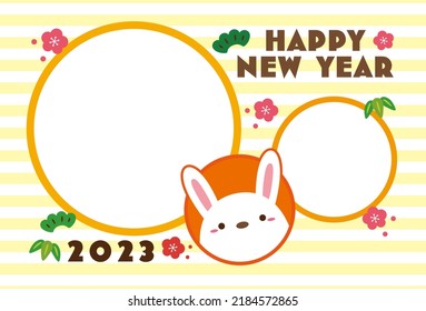 Japanese zodiac rabbit new year's 
Photo frame card 2023