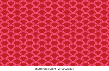 Japanese-Chinese seamless pattern in traditional oriental geometric style. 3d festive ornament for lunar new year decoration. Old Asian abstract vector creative motif in red color. vintage dragon.