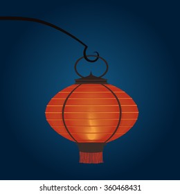 Japanese/chinese traditional paper lantern with fire inside