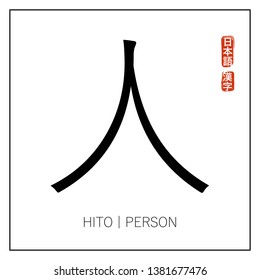 Japanese-English dictionary. Square map for memorizing / learning new Japanese words. Hieroglyph / kanji, transcription, translation. Stylized red stamp: "日本語" - Japanese, "漢字" - kanji.