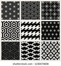 Japanese-inspired pattern vector set