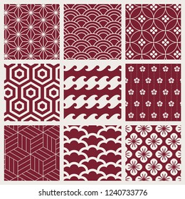 Japanese-inspired pattern vector set