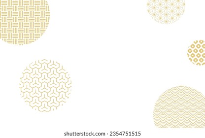 Japanese-style background with copy space, Japanese checkered pattern clouds, Vector Illustration