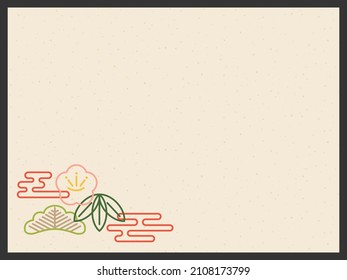 Japanese-style background frame material with Japanese icons, vector illustrations.