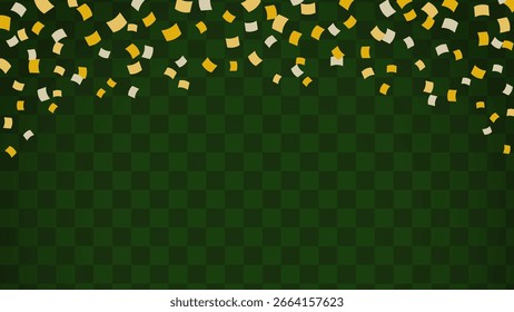 Hintergrundmaterial im japanischen Stil mit grünem kariertem Muster und goldenem Konfetti