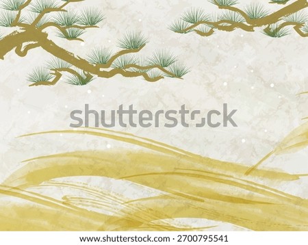 Japanese-style background with pine trees_Vector illustration