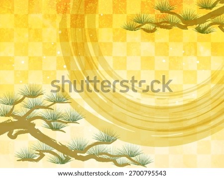 Japanese-style background with pine trees_Vector illustration