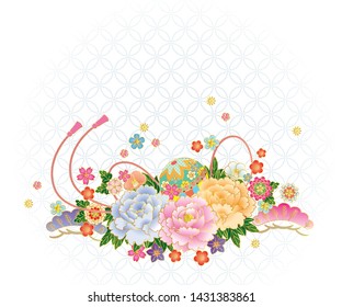 Japanese-style bouquet and running water. Background material