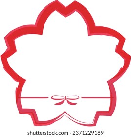 Japanese-style celebration frame painted with a brush, cherry blossom shape