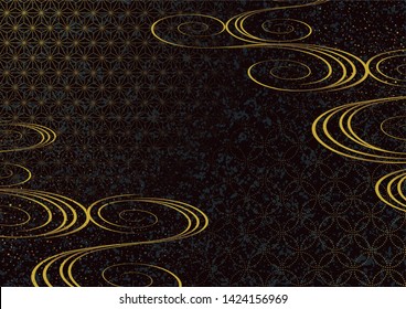 Japanese-style flowing water patterns. Background material.