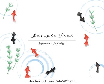 Japanese-style frame design of goldfish and aquatic plants