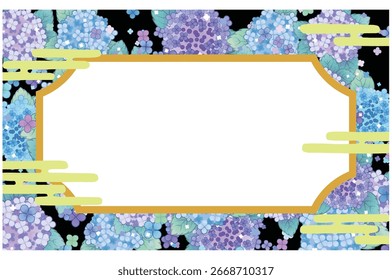 Quadro em estilo japonês com hortênsias no plano de fundo
