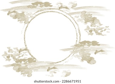 A Japanese-style image frame that looks like it was drawn with a golden paintbrush