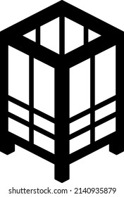 Japanese-style lamp isolated vector silhouette.