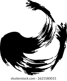 Japanese-style material: Dynamic line illustration set drawn with a brush, vector