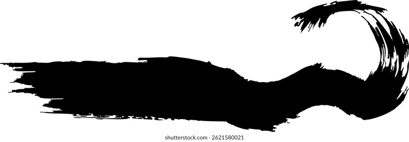 Japanese-style material: Dynamic line illustration set drawn with a brush, vector