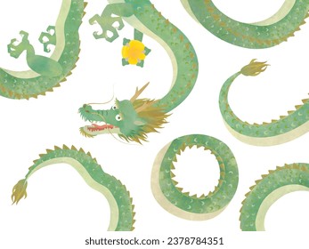 Japanese-style material set for New Year's cards in the Year of the Dragon Translation: Dragon