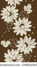 Japanese-style seamless pattern of sunflowers