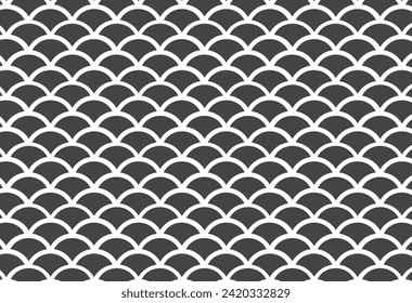 Japanese-style simple seigaiha; wave(Qinghai wave) pattern and fan-shaped background illustration
