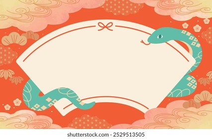 Japanese-style title frame for the year of the snake, New Year background material