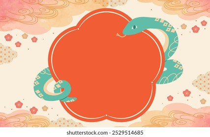 Japanese-style title frame for the year of the snake, New Year background material