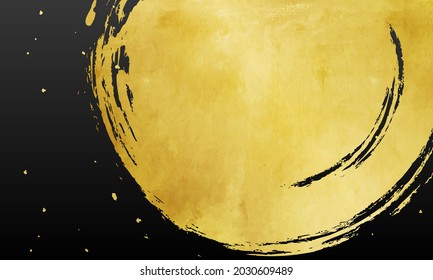 Japanese-style vector illustration of lines and gold leaf written with a brush (background)