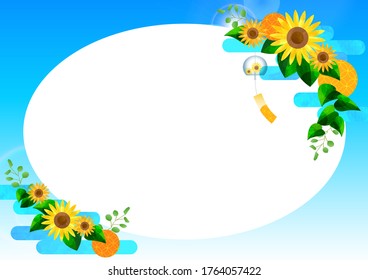 Japanese-sunflower-Frame, blue sky and wind chimes frame