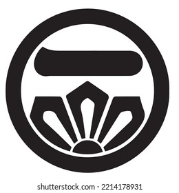 japanesse clan kamon crest symbol. japanese ancient family stamp symbol. A symbol used to decorate and identify people in family. the icon is isolated on white background