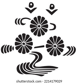 japanesse clan kamon crest symbol. japanese ancient family stamp symbol. A symbol used to decorate and identify people in family. the icon is isolated on white background