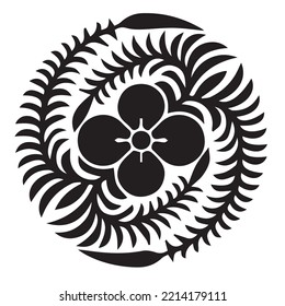 japanesse clan kamon crest symbol. japanese ancient family stamp symbol. A symbol used to decorate and identify people in family. the icon is isolated on white background
