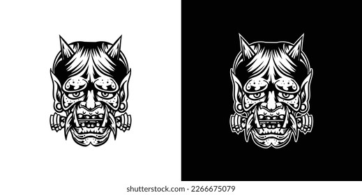 japanesse oni mask vector design