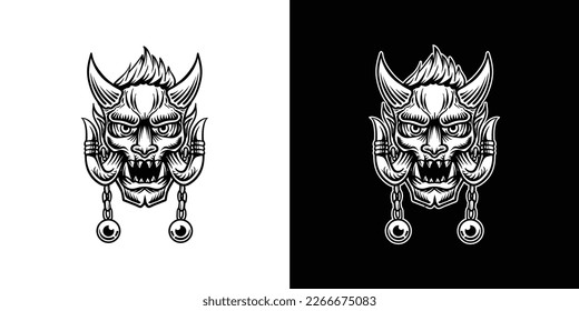 japanesse oni mask vector design