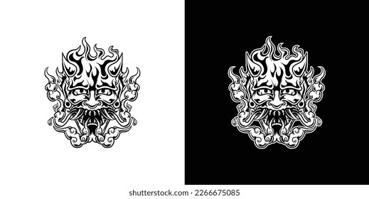 japanesse oni mask vector design