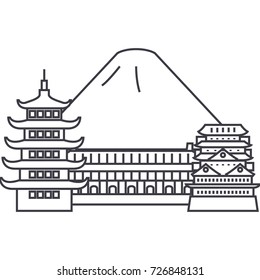 japan,fuji vector line icon, sign, illustration on background, editable strokes