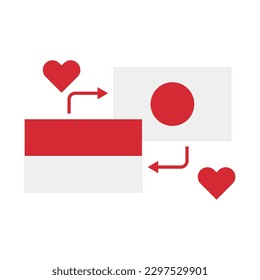 Japan-Indonesia friendly relation icon. Vector.