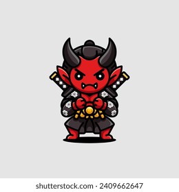 Japan's demon logo exudes a ferocious cultural mystique carrying samurai swords